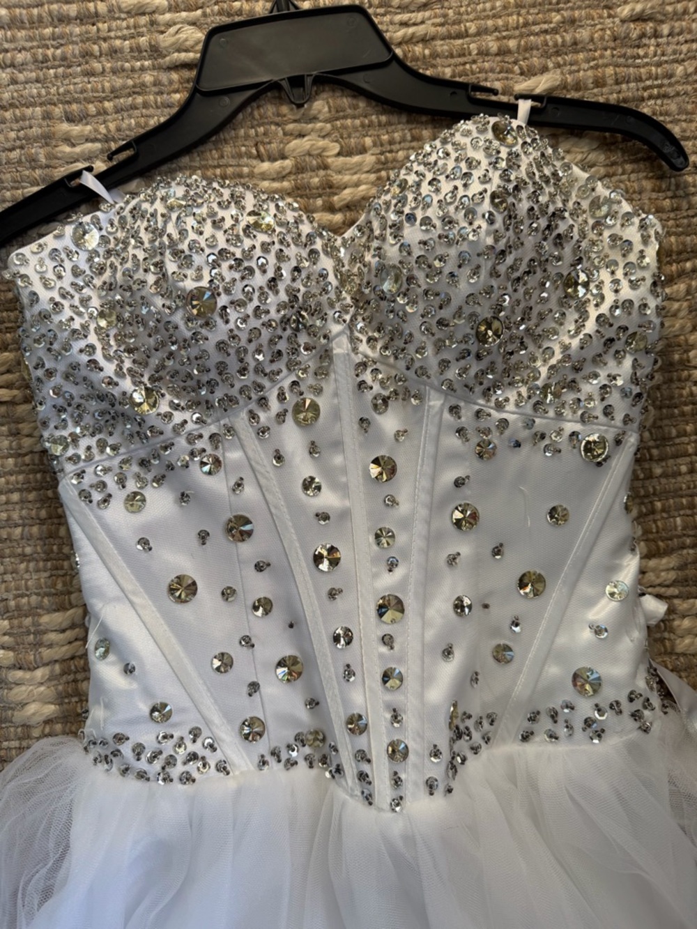 Grace Karin White and Silver Beaded Tulle Formal Dress for Pre-Teen Girl